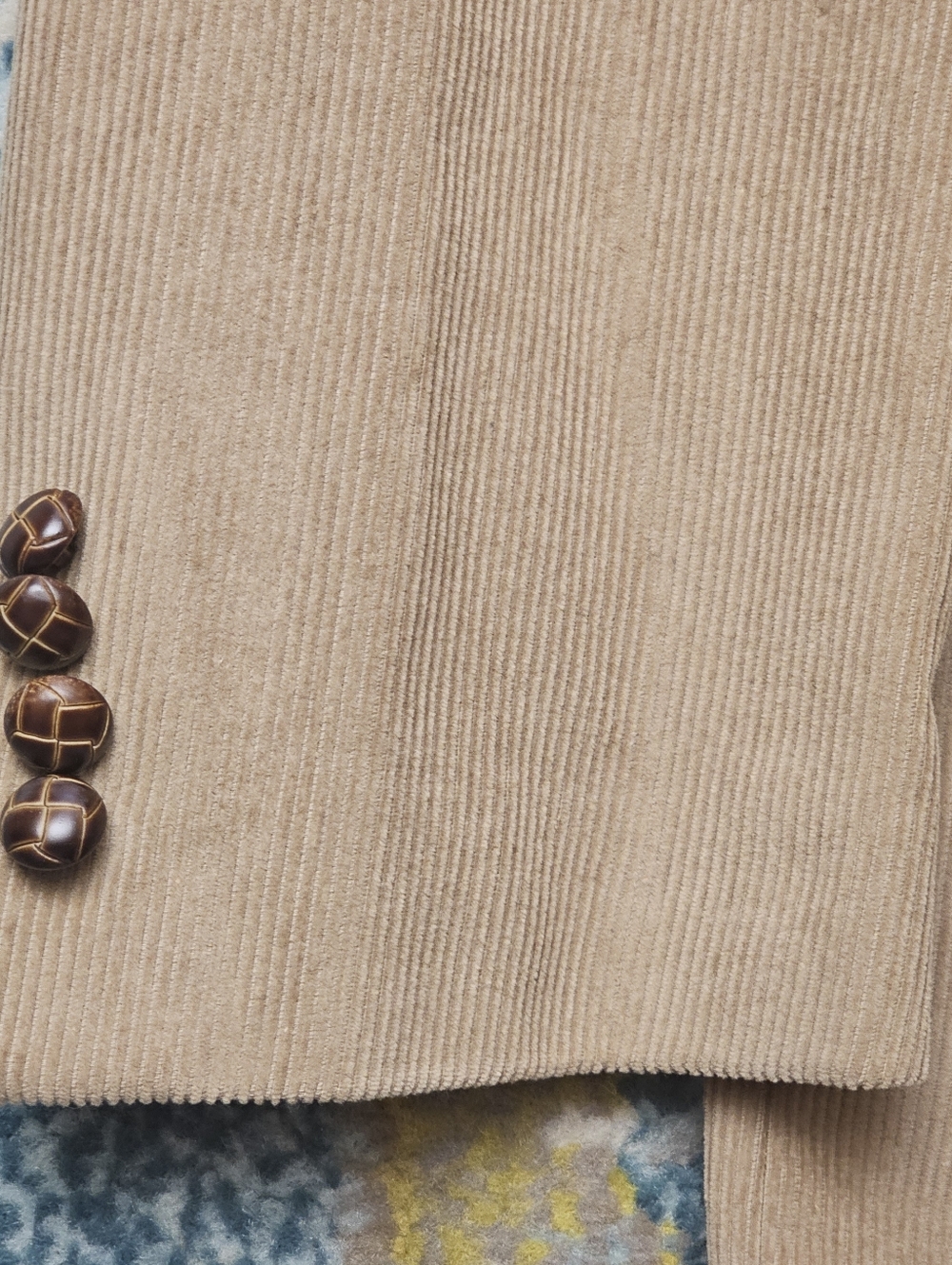 Chaps Sport Coat Mens Size 42R Corduroy Blazer Elbow Patches Khaki Tan - Picture 6 of 16